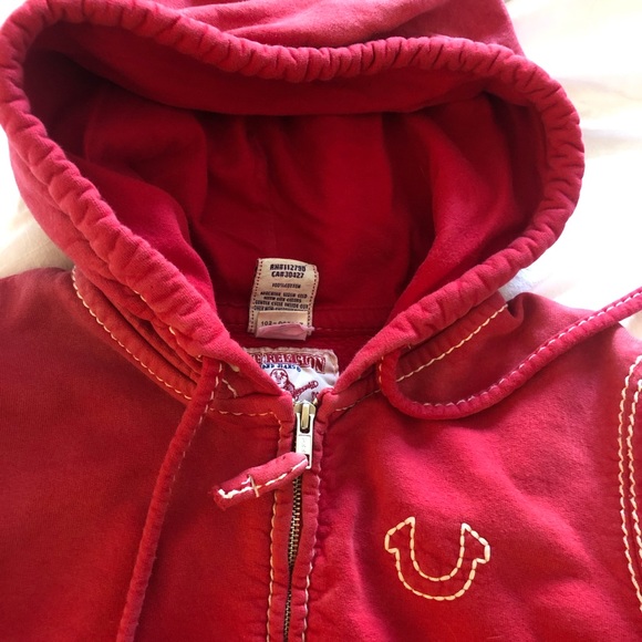 Woman’s True Religion Hoody- red - size Medium- lightly worn - Picture 2 of 8
